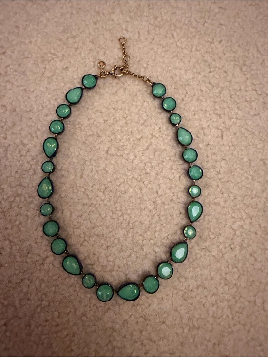 J. Crew Jewelry - J.Crew Green Teardrop Statement Necklace - Gold Tone